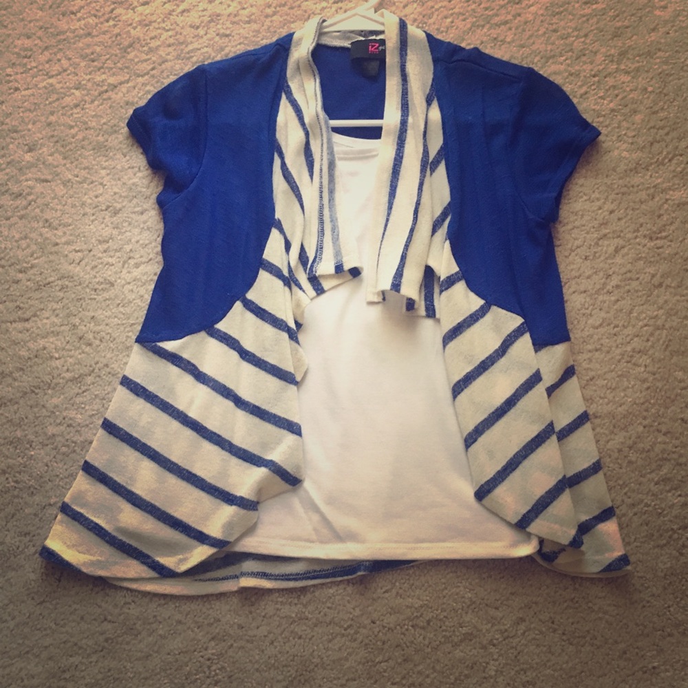 IZ Byers shirt with cover up attached/ white/ blue